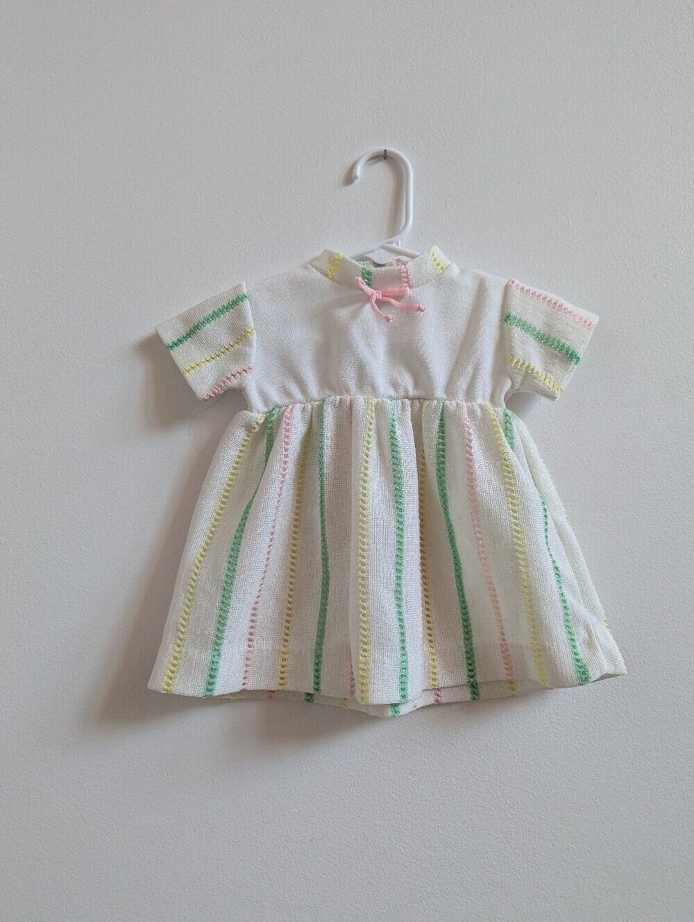 Vtg Little World Dress 3-6m Cream Knit